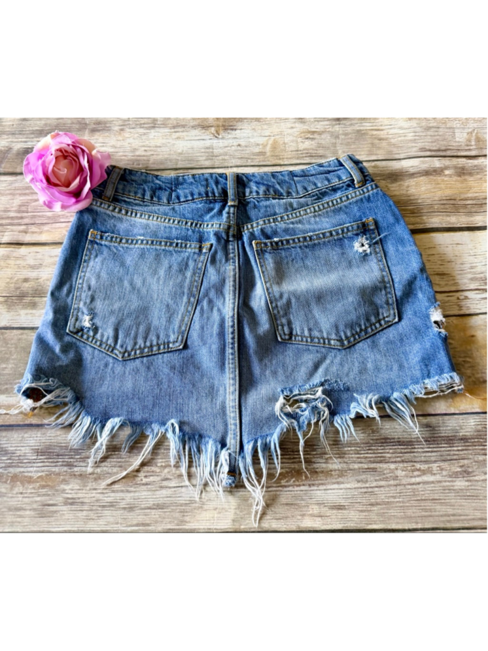 Free People Wild Rose Denim Skirt - Picture 6 of 8